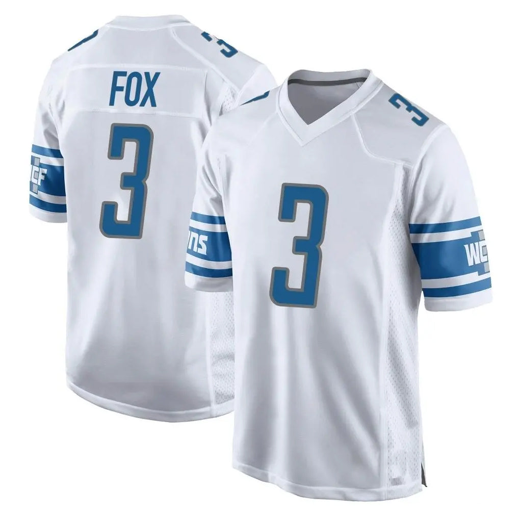D.Lions #3 Jack Fox Player White Home Game Odoa Stitched Jerseys
