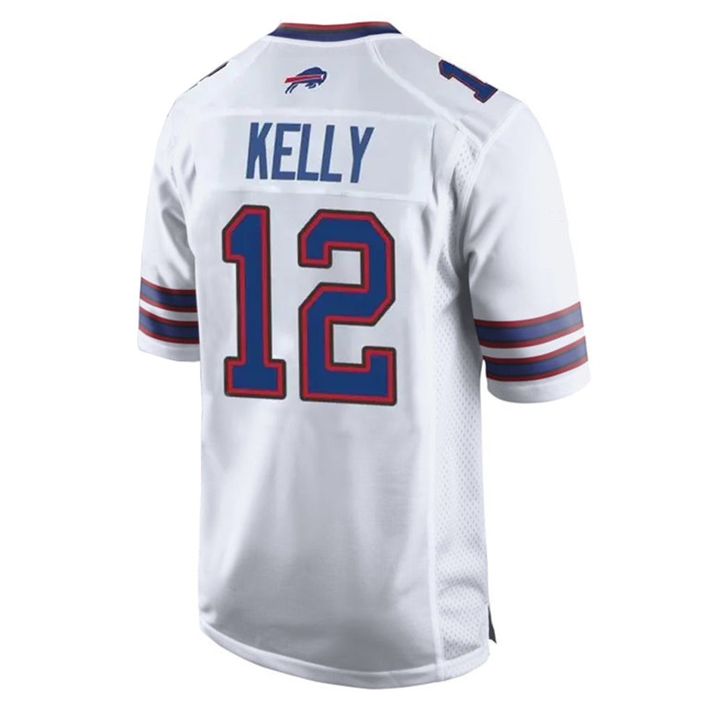 B.Bills #12 Jim Kelly Player White Home Game Odoa Stitched Jerseys