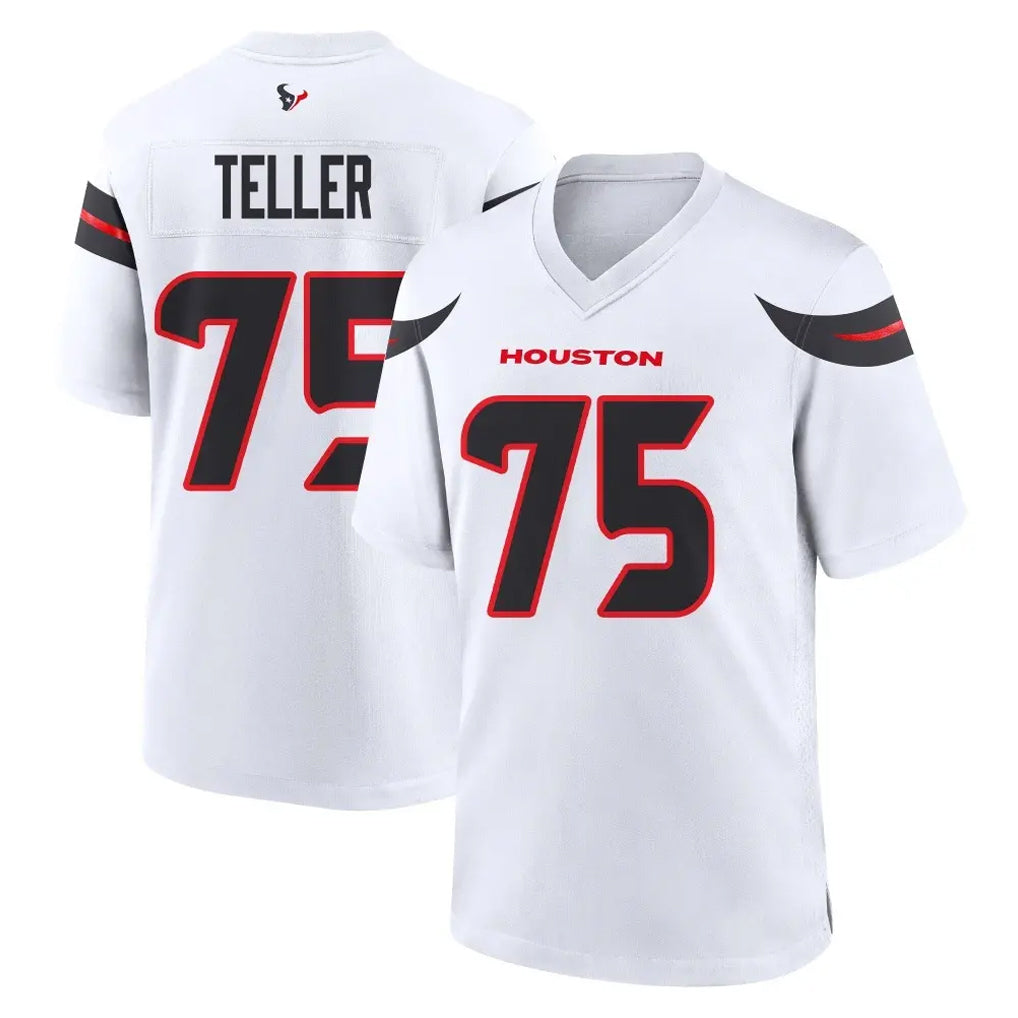 H.Texans #75 Wyatt Teller Player White Home Game Odoa Stitched Jerseys
