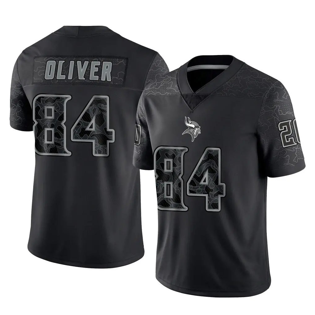 M.Vikings #84 Josh Oliver Player Black Reflective LImited Home Game Odoa Stitched Jerseys