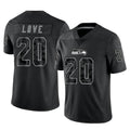 S.Seahawks #20 Julian Love Player Black Limited Reflective Home Game Odoa Stitched Jerseys