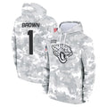 J.Jaguars #1 Montaric Brown Player Arctic Camo Salute to Service Hoodies Limited Game Odoa Stitched Jerseys