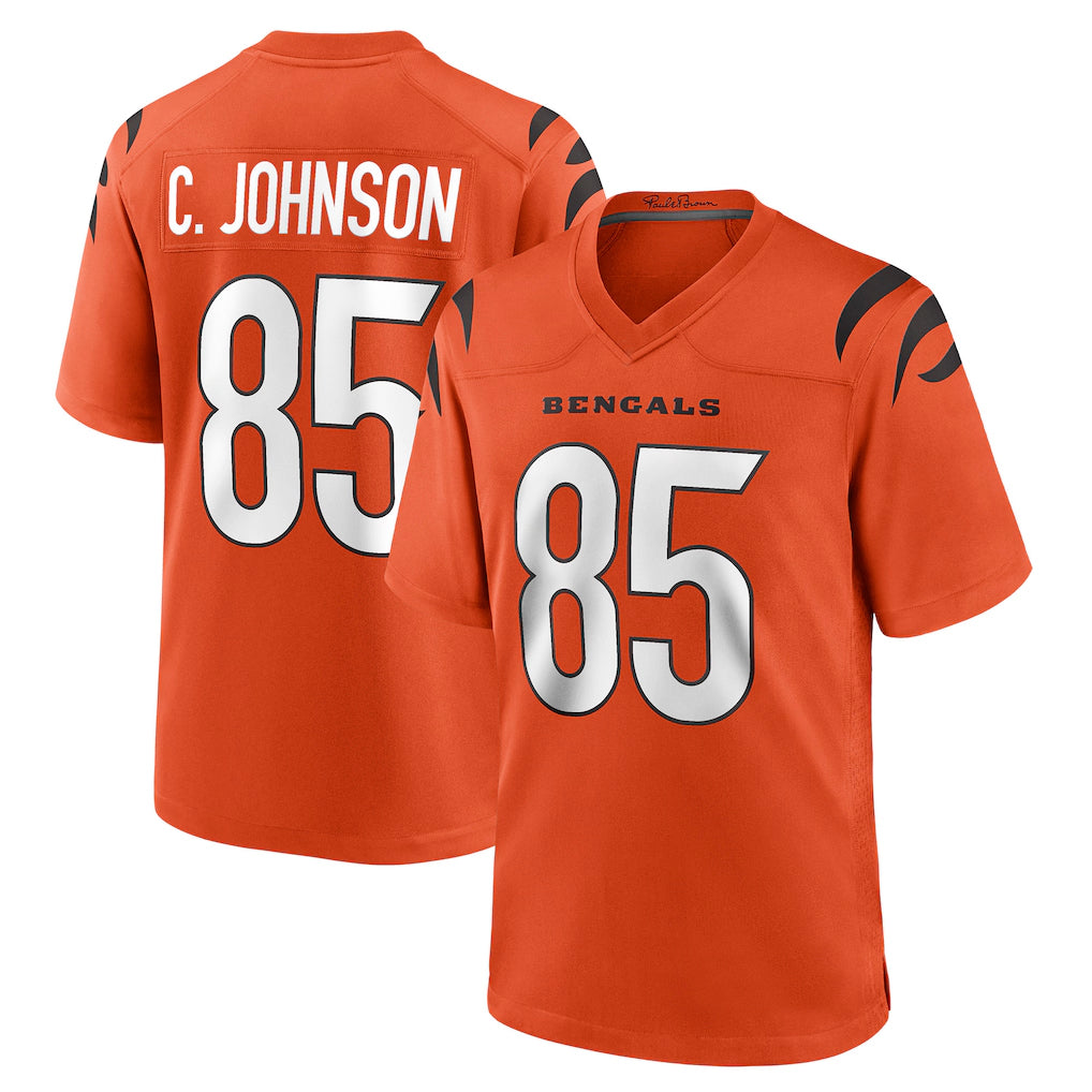C.Bengals #85 Chad Johnson Player Orange Home Game Odoa Stitched Jerseys