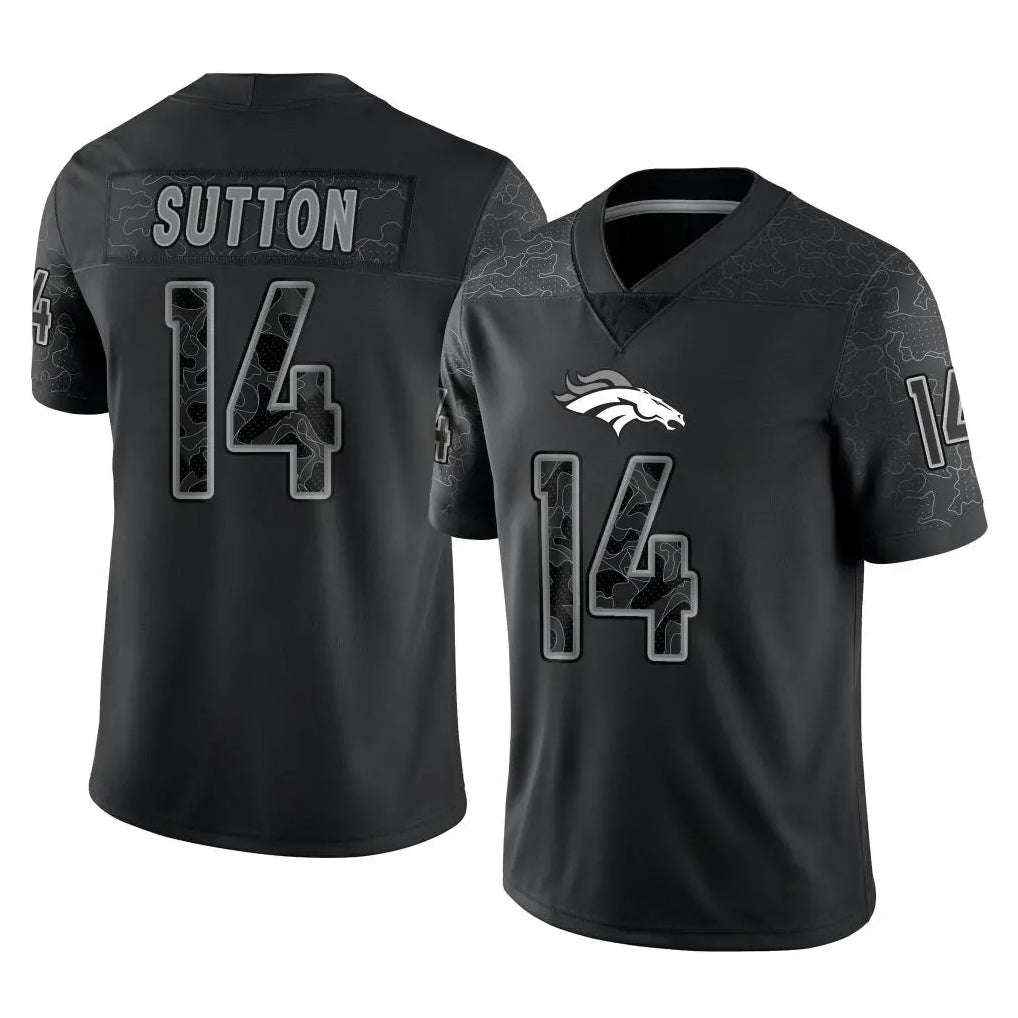 D.Broncos #14 Courtland Sutton Player Black Reflective Limited Odoa Stitched Jerseys