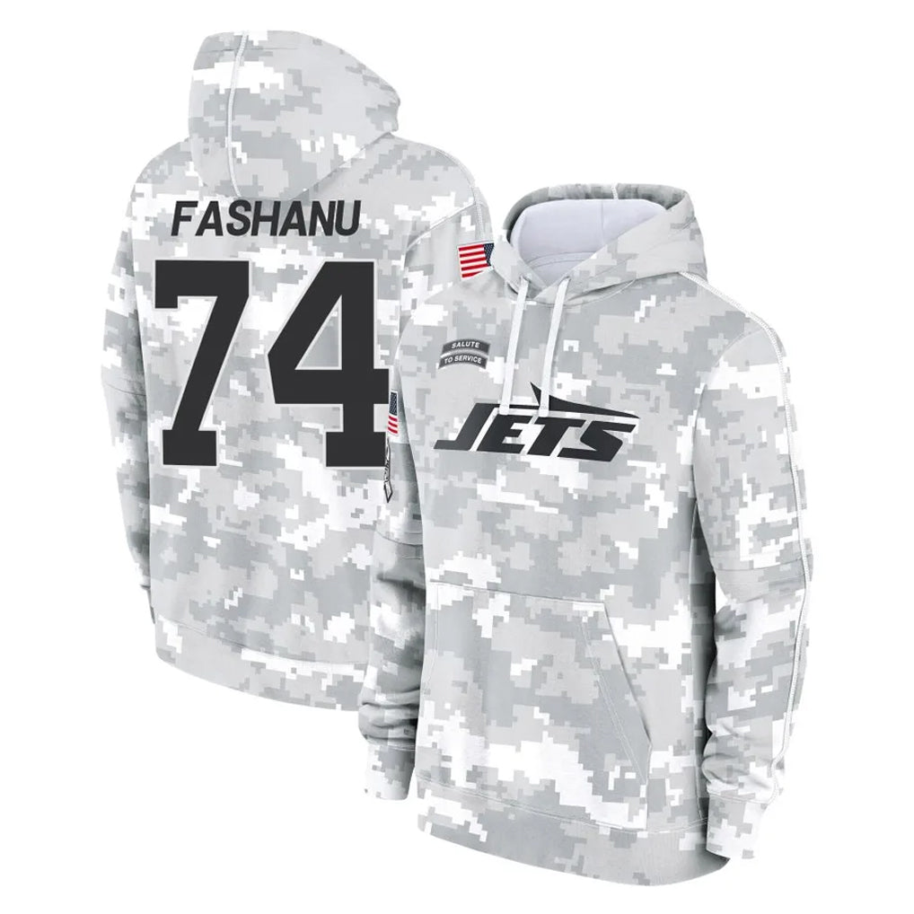 NY.Jets #74 Olu Fashanu Player Arctic Camo Salute to Service Pullover Hoodies Limited Game Odoa Stitched Jerseys