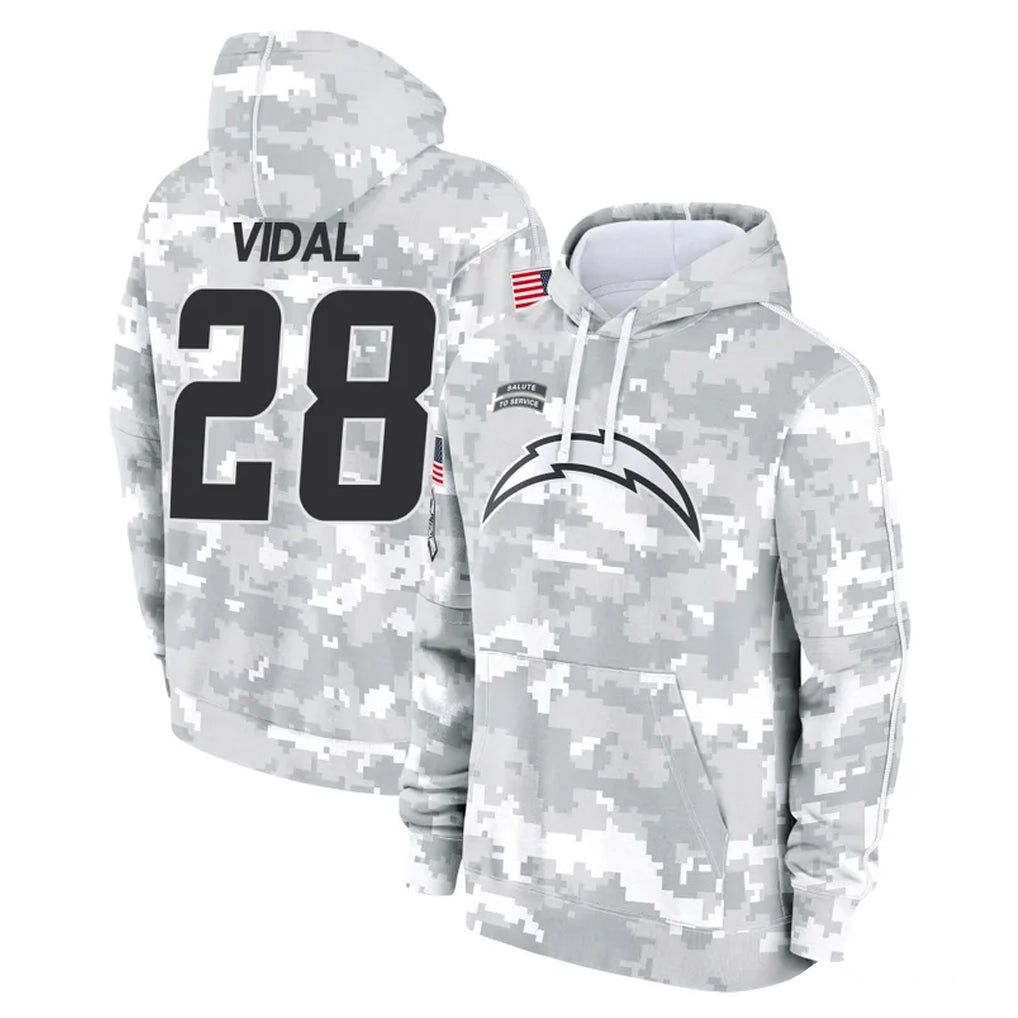 LA.Chargers #28 Kimani Vidal Player Arctic Camo Salute to Service Hoodies Limited Game Odoa Stitched Jerseys