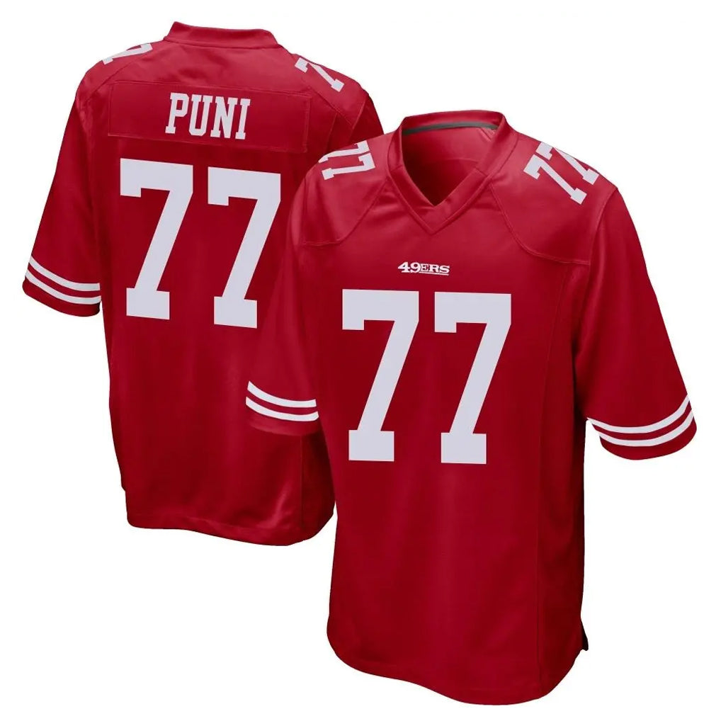 SF.49ers #77 Dominick Puni Player Red Home Game Odoa Stitched Jerseys