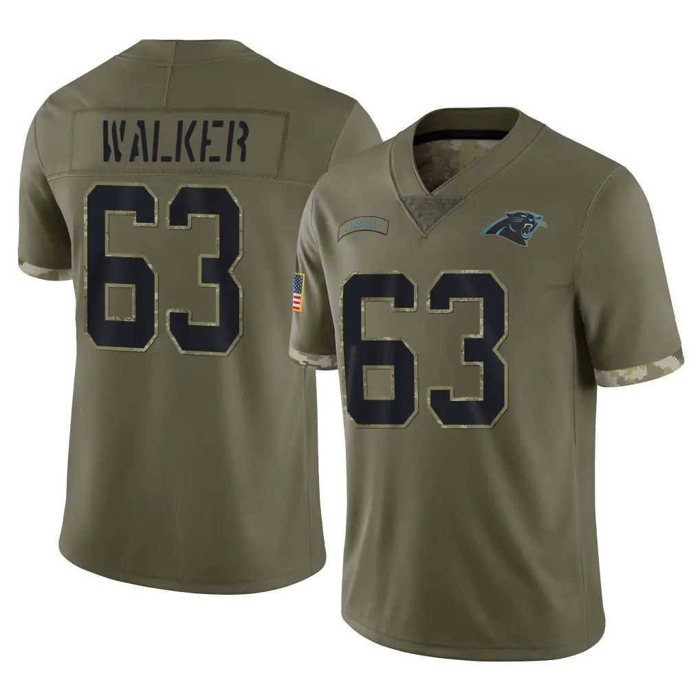 C.Panthers #63 Rasheed Walker Player Olive Salute to Service Game Odoa Stitched Jerseys