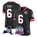 NY.Giants #6 Jaxson Dart Player Black 100th Season & State Patch Vapor Limited Home Game Odoa Stitched Jerseys