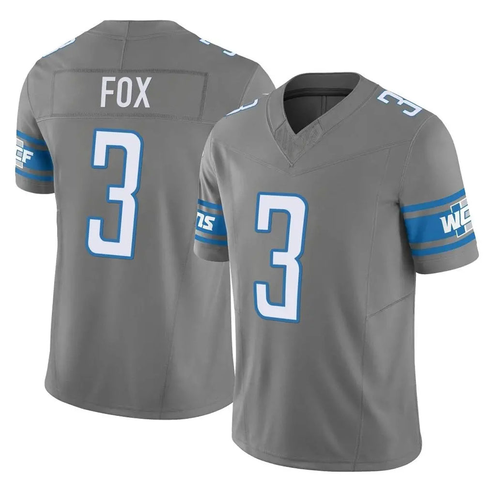 D.Lions #3 Jack Fox Player Gray Vapor F.U.S.E. Limited Home Game Odoa Stitched Jerseys