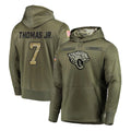 J.Jaguars #7 Brian Thomas Jr. Player Olive Salute to Service Pullover Hoodies Home Game Odoa Stitched Jerseys