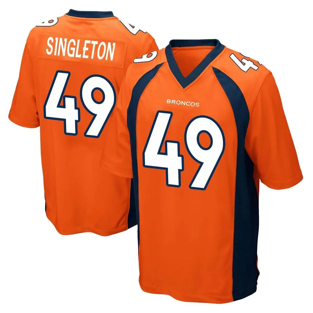 D.Broncos #49 Alex Singleton Player Orange Color Home Game Odoa Stitched Jerseys