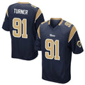 LA.Rams #91 Kobie Turner Player Navy Home Game Odoa Stitched Jerseys
