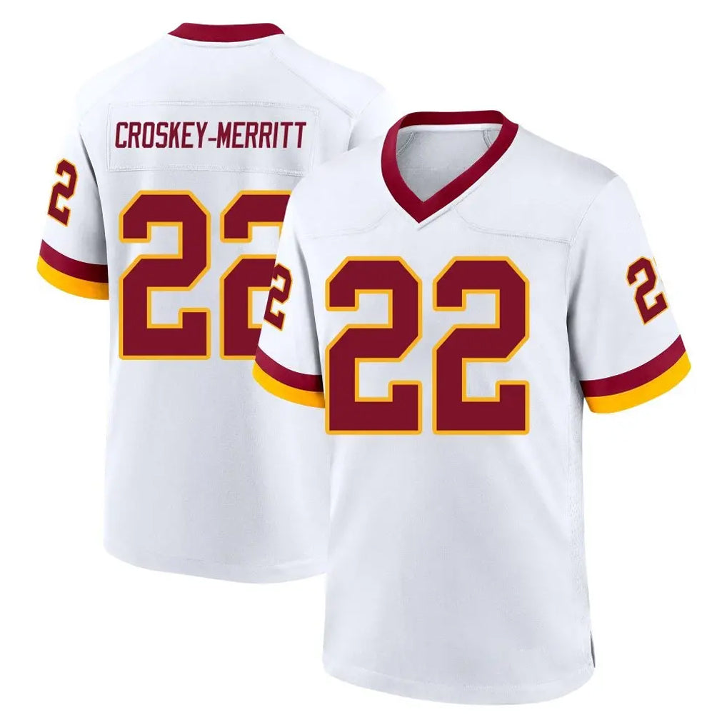 W.Commanders #22 Jacory Croskey-Merritt Player White Home Game Odoa Stitched Jerseys