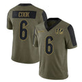 C.Bengals #6 Brian Cook Player Olive Salute to Service Game Odoa Stitched Jerseys