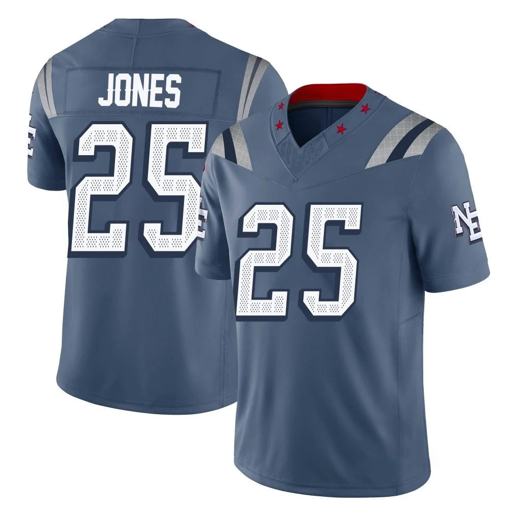 NE.Patriots #25 Marcus Jones Player Blue Limited Rivalries Collection Home Game Odoa Stitched Jerseys