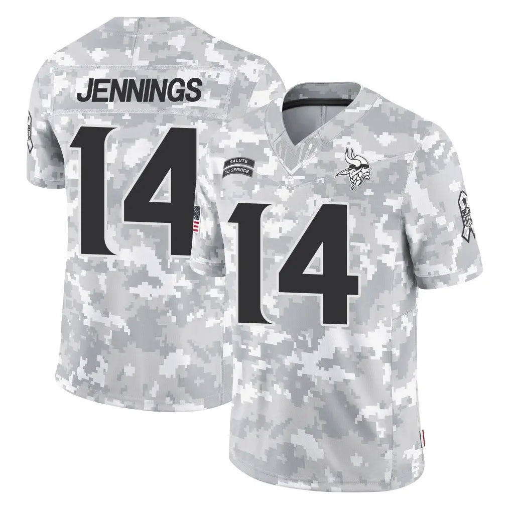 M.Vikings #14 Jauan Jennings Player Arctic Camo Salute To Service Limited Game Odoa Stitched Jerseys
