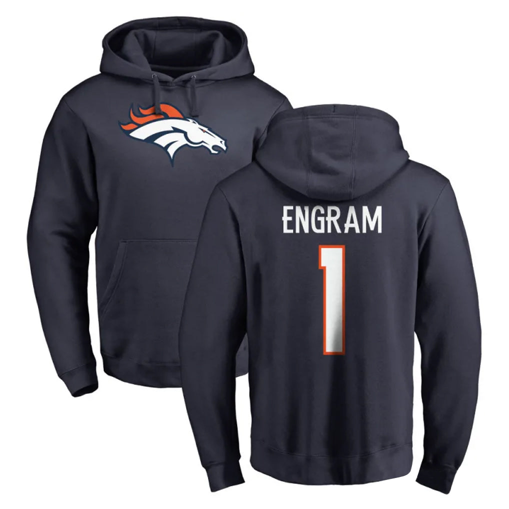 D.Broncos #1 Evan Engram Player Navy Pullover Hoodie Limited Odoa Stitched Jerseys