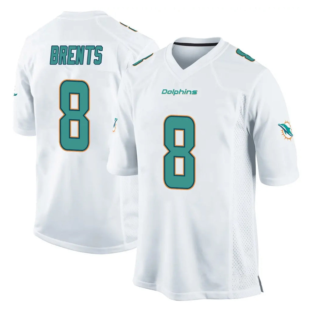 M.Dolphins #8 JuJu Brents Player White Home Game Odoa Stitched Jerseys