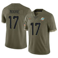 M.Dolphins #17 Trey Moore Player Olive Salute To Service Limited Odoa Stitched Jerseys