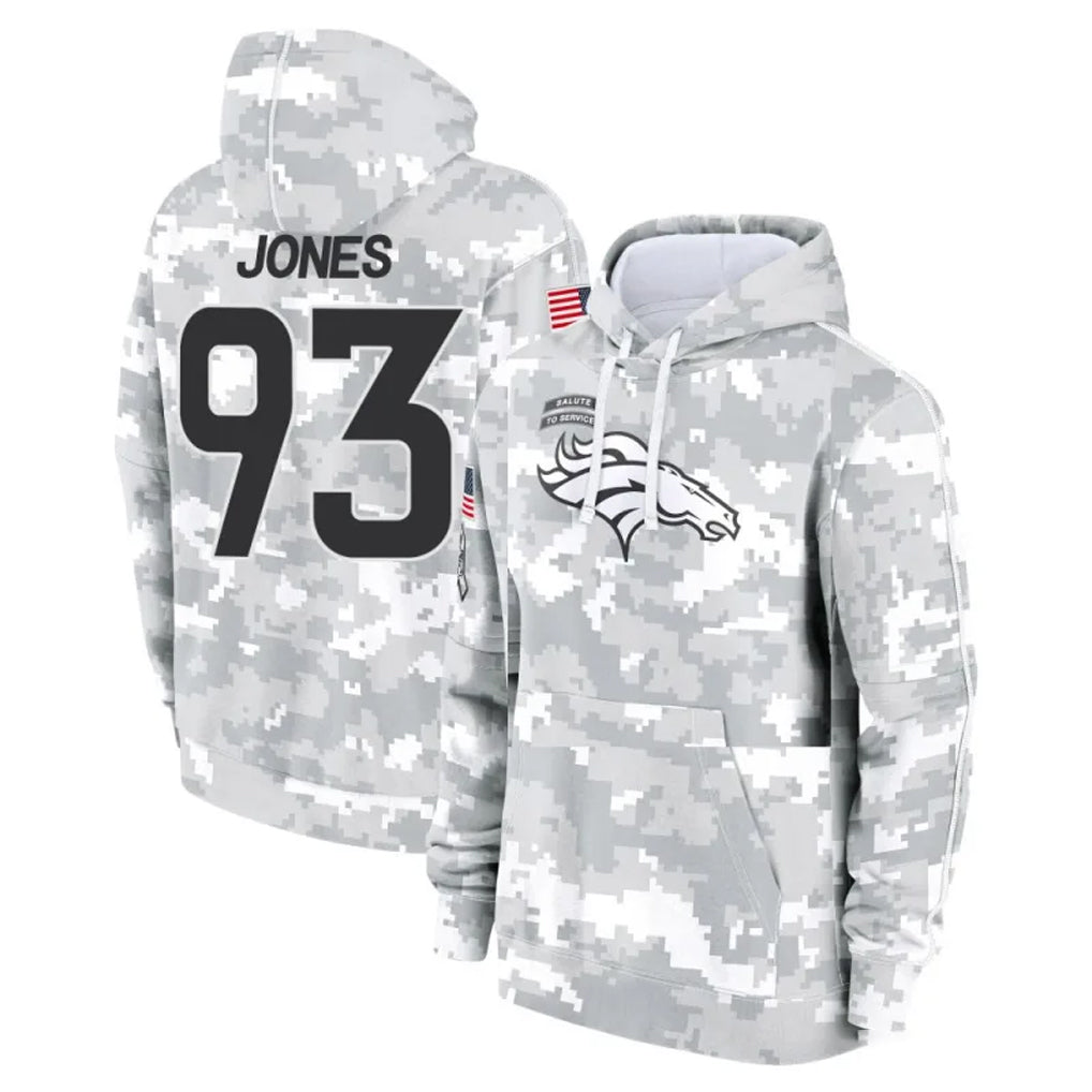 D.Broncos #93 D.J. Jones Player Arctic Camo Salute to Service Hoodies Limited Game Odoa Stitched Jerseys