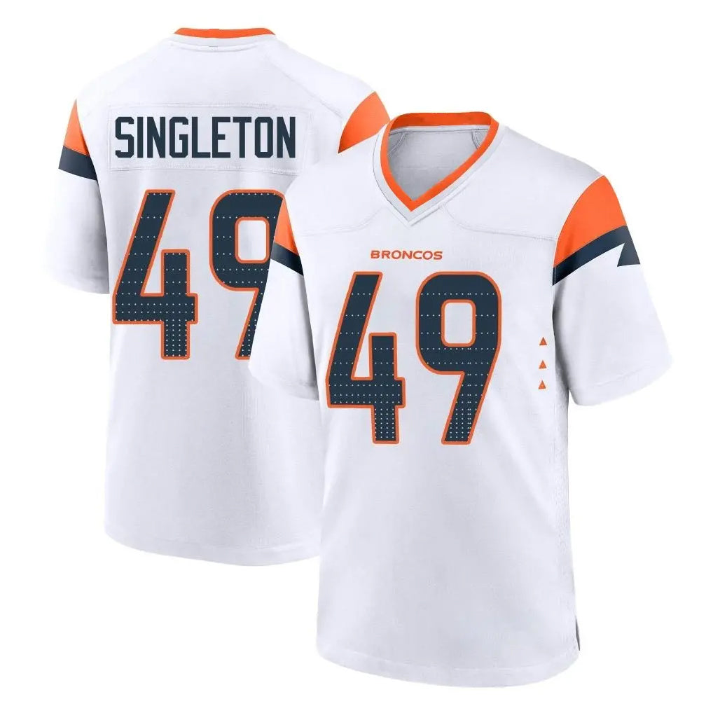 D.Broncos #49 Alex Singleton Player White Home Game Odoa Stitched Jerseys