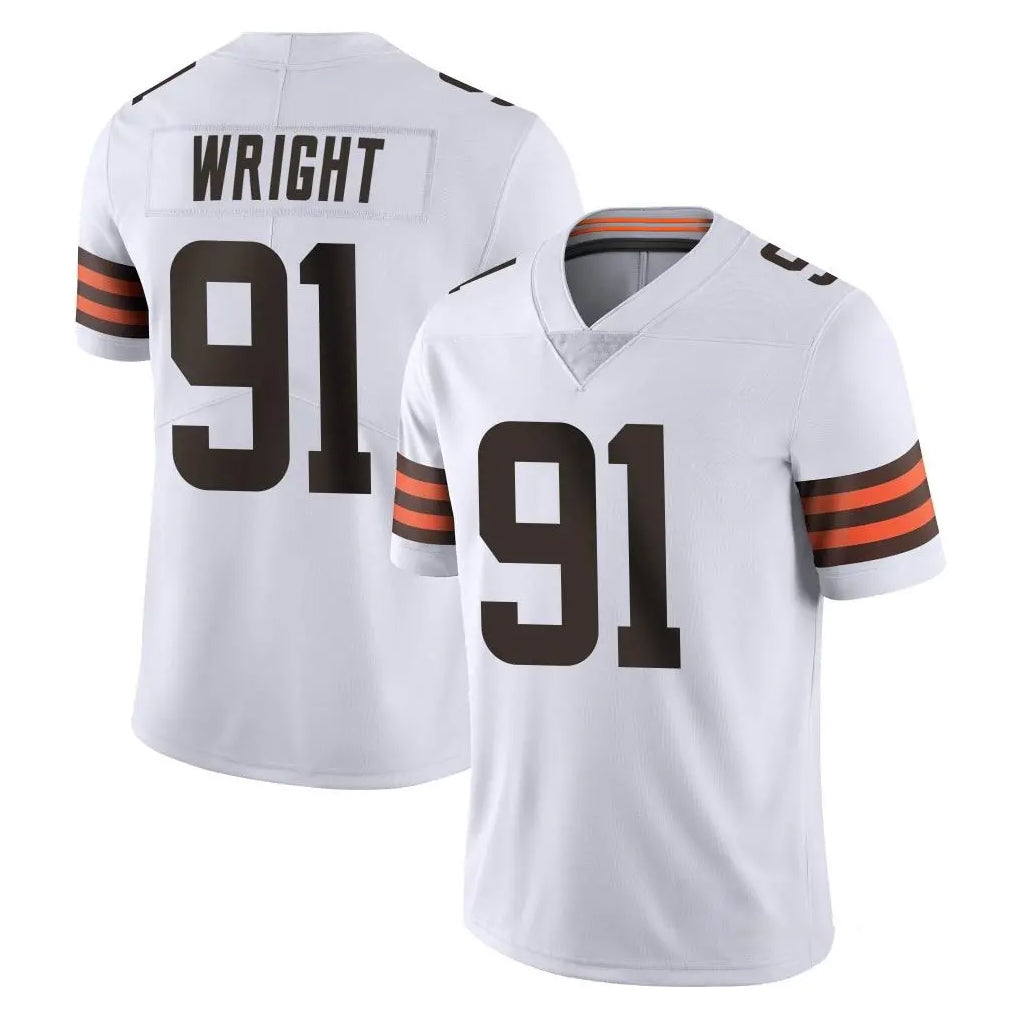 C.Browns #91 Alex Wright Player White Vapor Untouchable Limited Home Game Odoa Stitched Jerseys