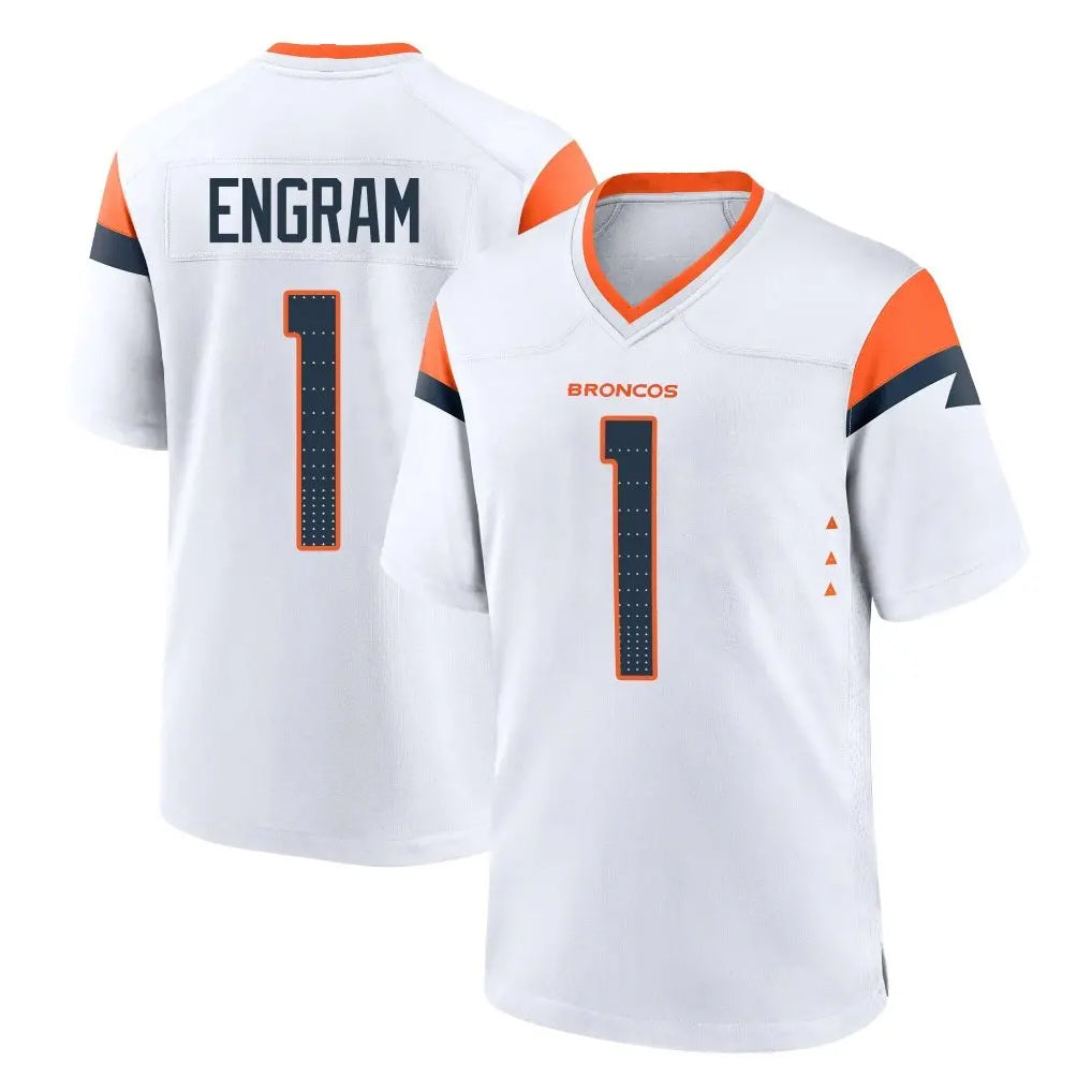 D.Broncos #1 Evan Engram Player White Home Game Odoa Stitched Jerseys