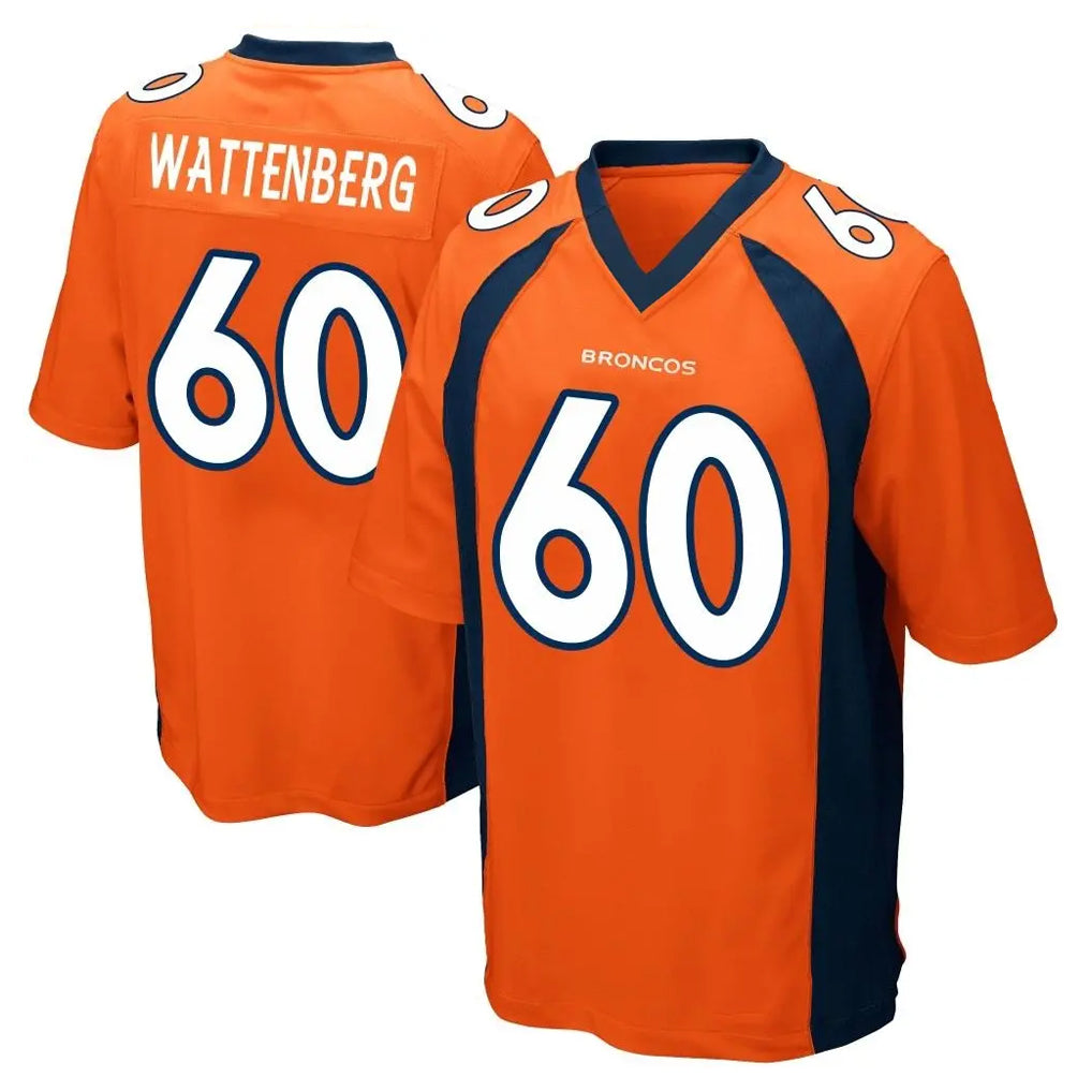 D.Broncos #60 Luke Wattenberg Player Orange Color Home Game Odoa Stitched Jerseys