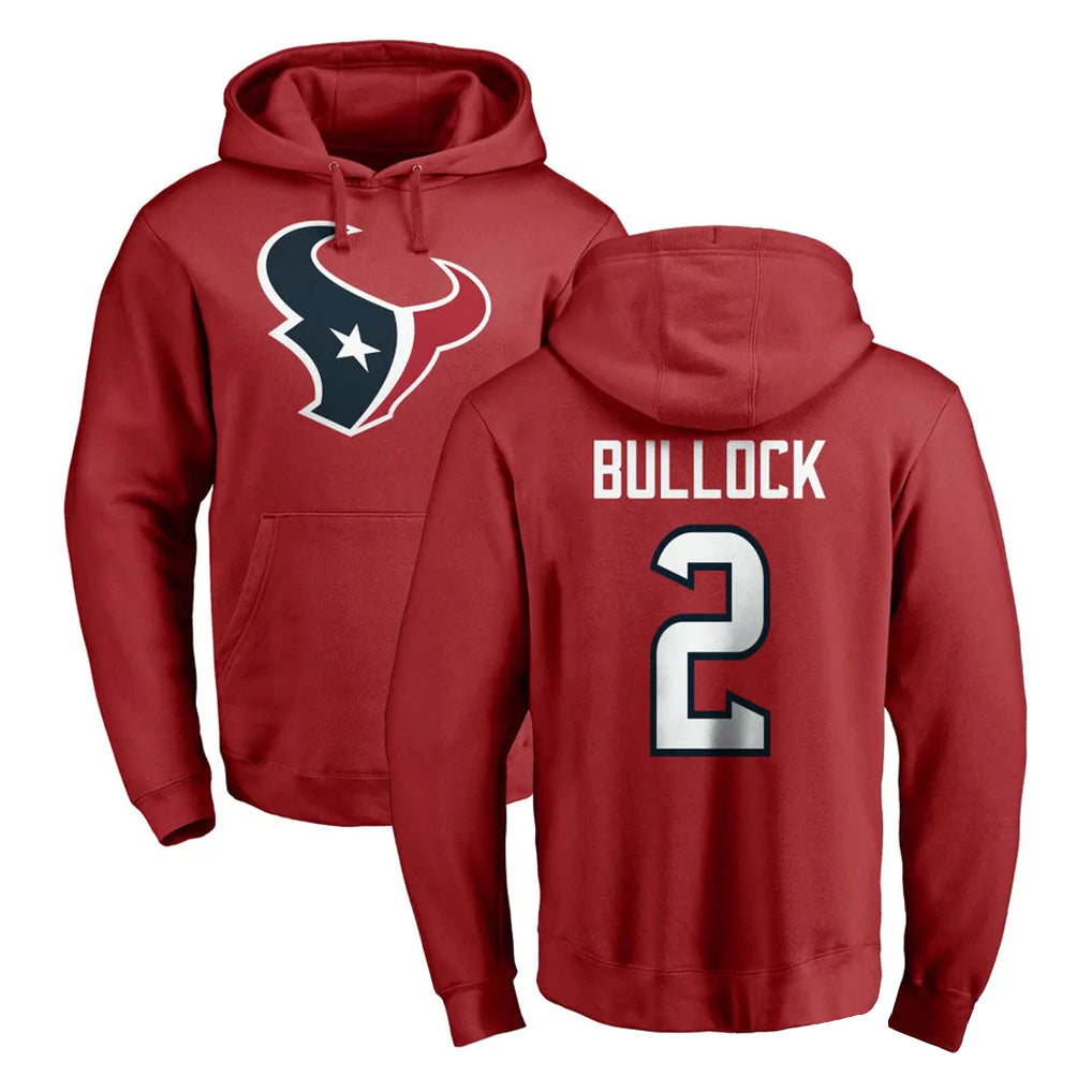 H.Texans #2 Calen Bullock Player Red Pro Line Pullover Hoodie Limited Game Odoa Stitched Jerseys