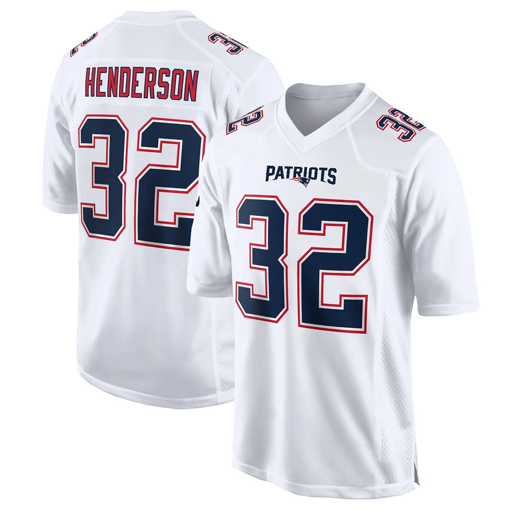 NE.Patriots #32 TreVeyon Henderson Player White Fashion Limited Home Game Odoa Stitched Jerseys