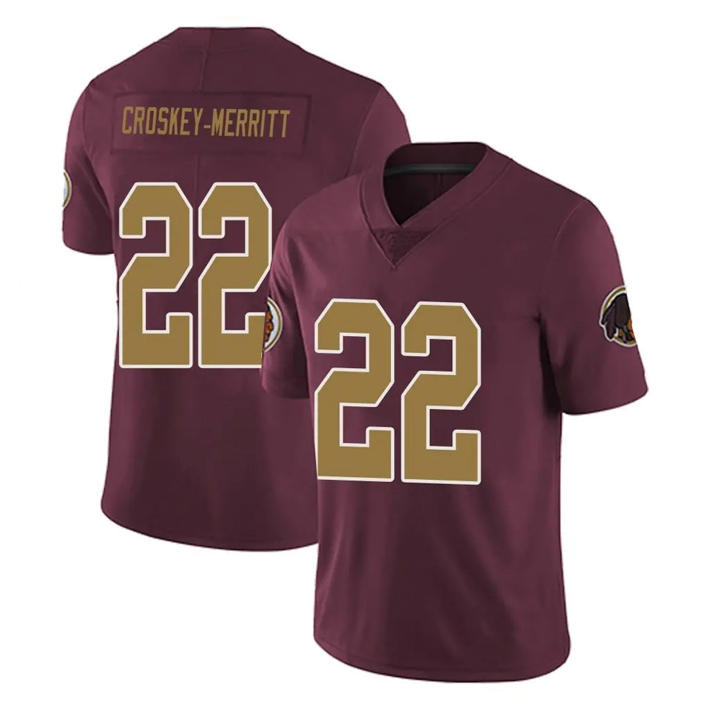W.Commanders #22 Jacory Croskey-Merritt Player Burgundy Alternate Vapor Untouchable Home Game Odoa Stitched Jerseys