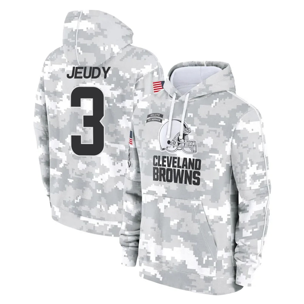 C.Browns #3 Jerry Jeudy Player Arctic Camo Salute to Service Hoodies Limited Game Odoa Stitched Jerseys