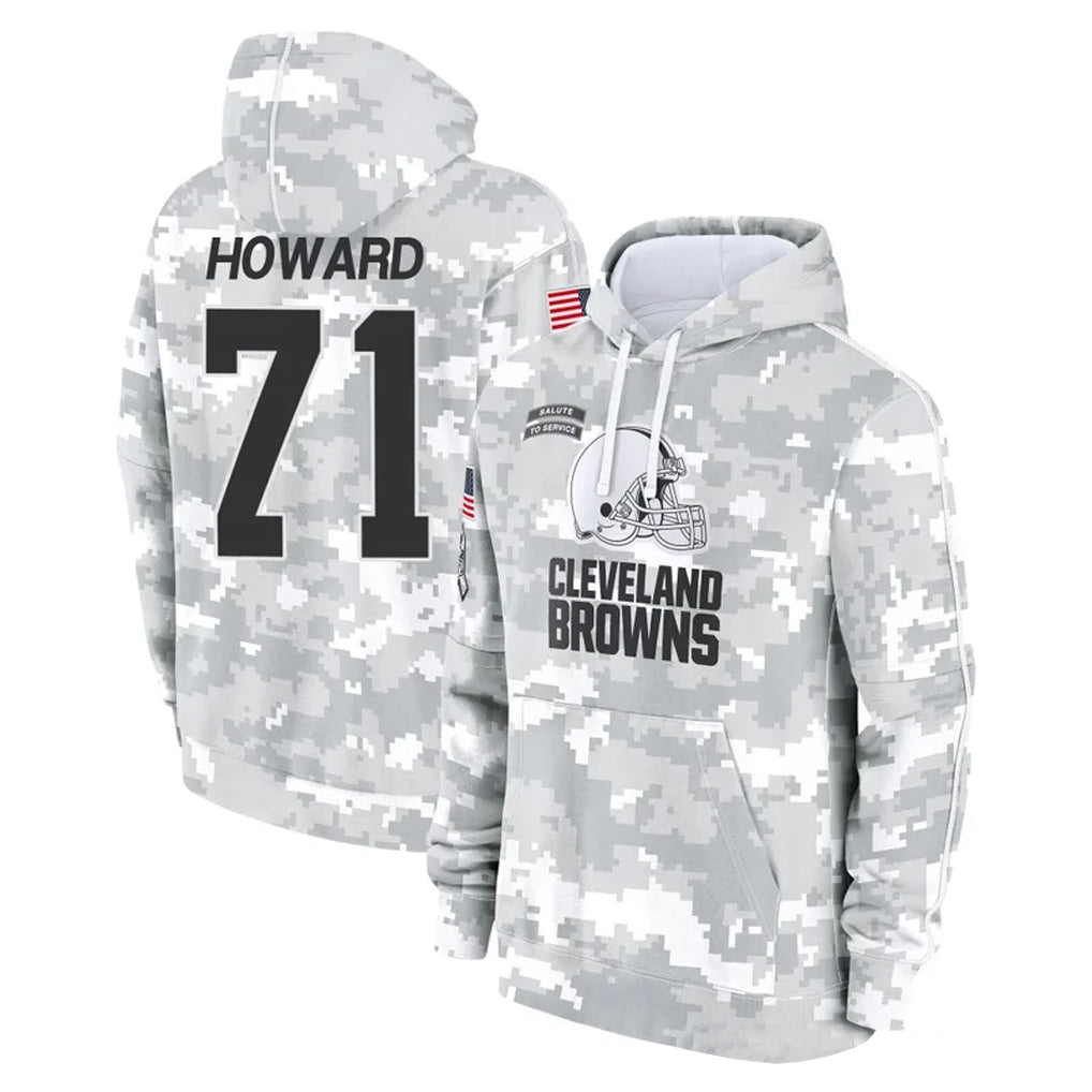 C.Browns #71 Tytus Howard Player Arctic Camo Salute to Service Hoodies Limited Game Odoa Stitched Jerseys