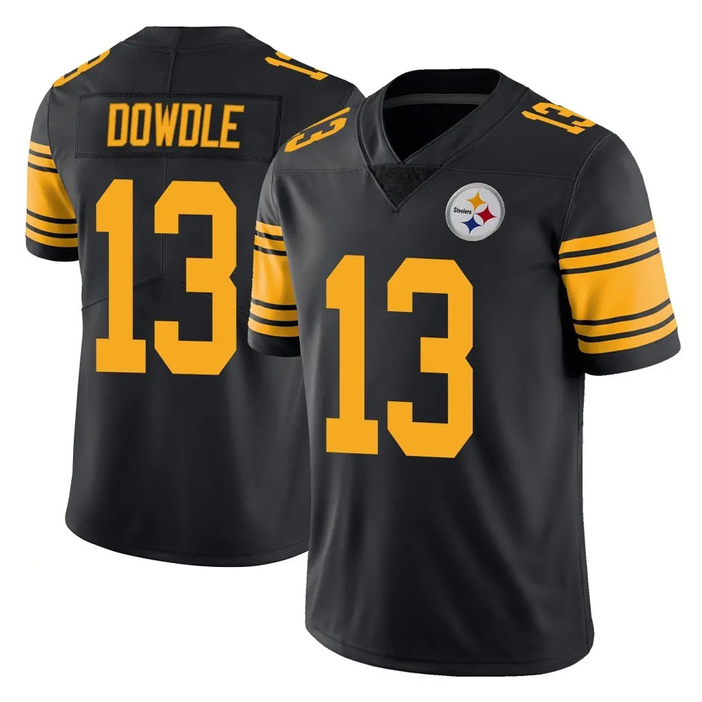 P.Steelers #13 Rico Dowdle Player Black Limited Color Rush Home Game Odoa Stitched Jerseys