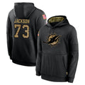 M.Dolphins #73 Austin Jackson Player Black Salute to Service Hoodies Limited Game Odoa Stitched Jerseys