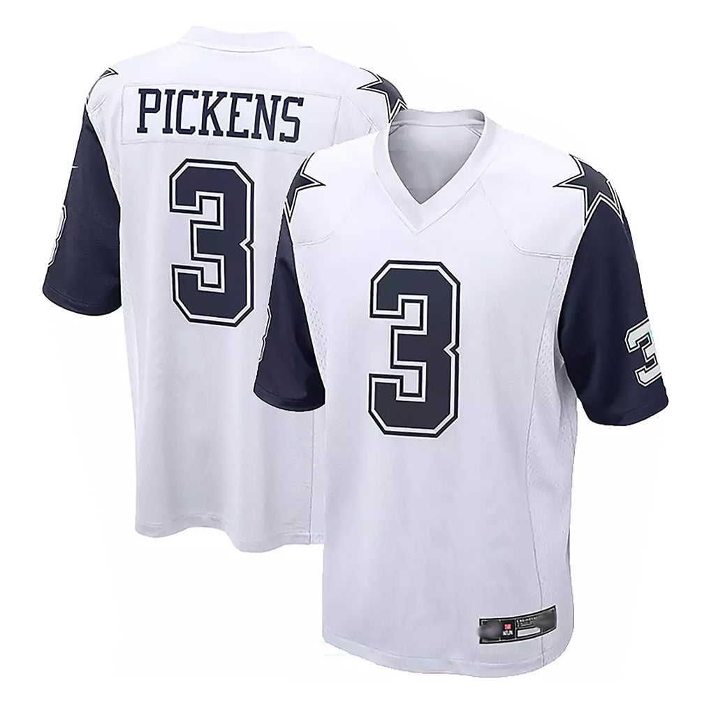 D.Cowboys #3 George Pickens Player White-Navy Home Game Odoa Stitched Jerseys