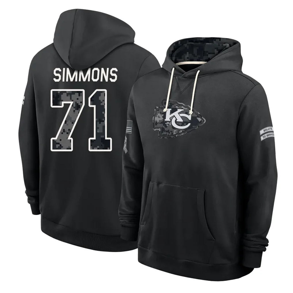 KC.Chiefs #71 Josh Simmons Player 2026 Black Logo Pullover Hoodies Limited Game Stitched Jerseys