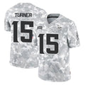 M.Vikings #15 Dallas Turner Player Arctic Camo Salute To Service Limited Game Odoa Stitched Jerseys