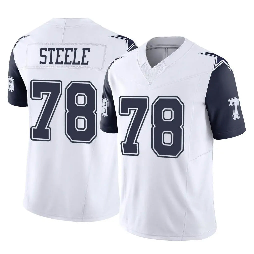 D.Cowboys #78 Terence Steele Player White-Navy Limited Vapor F.U.S.E. Home Game Odoa Stitched Jerseys