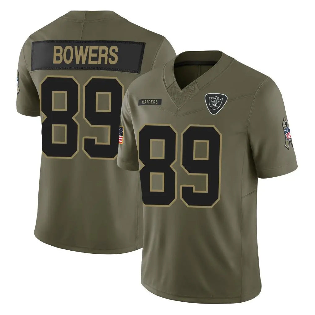 LV.Raiders #89 Brock Bowers Player Olive 2025 Salute To Service Limited Game Odoa Stitched Jerseys