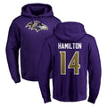 B.Ravens #14 Kyle Hamilton Player Purple Salute to Service Pullover Hoodie Odoa Stitched Jerseys