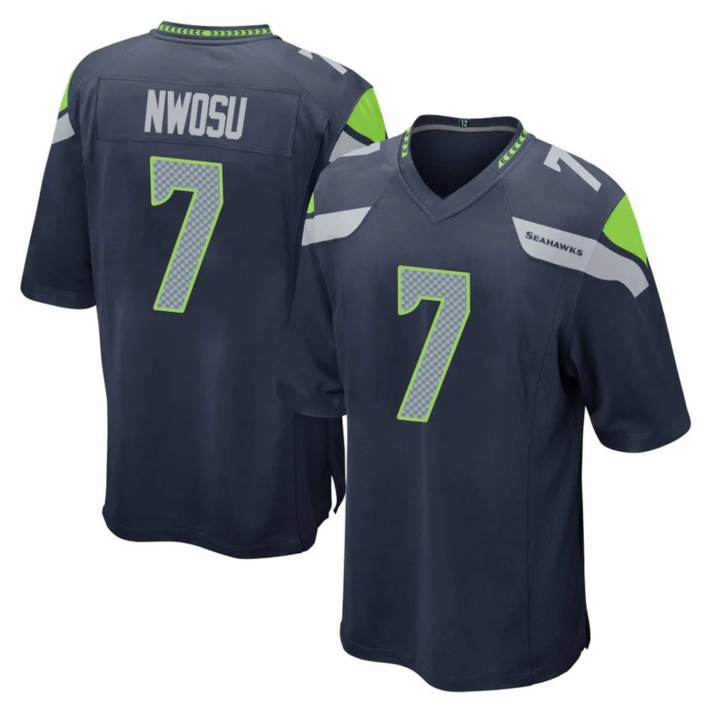 S.Seahawks #7 Uchenna Nwosu Player Navy Home Game Odoa Stitched Jerseys