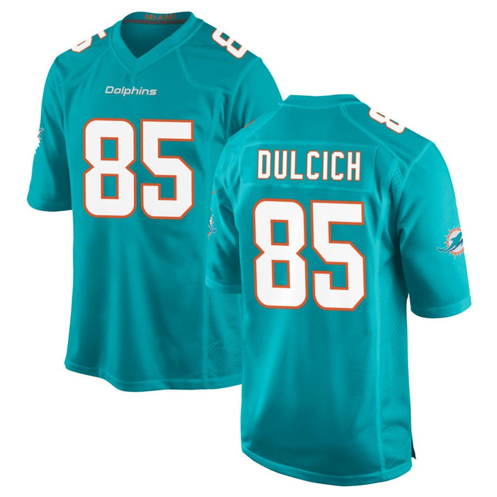 M.Dolphins #85 Greg Dulcich Player Aqua Home Game Odoa Stitched Jerseys