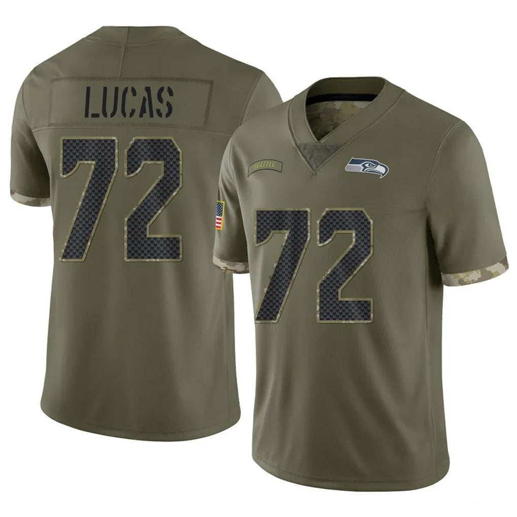 S.Seahawks #72 Abraham Lucas Player Olive Limited Salute To Service Home Game Odoa Stitched Jerseys