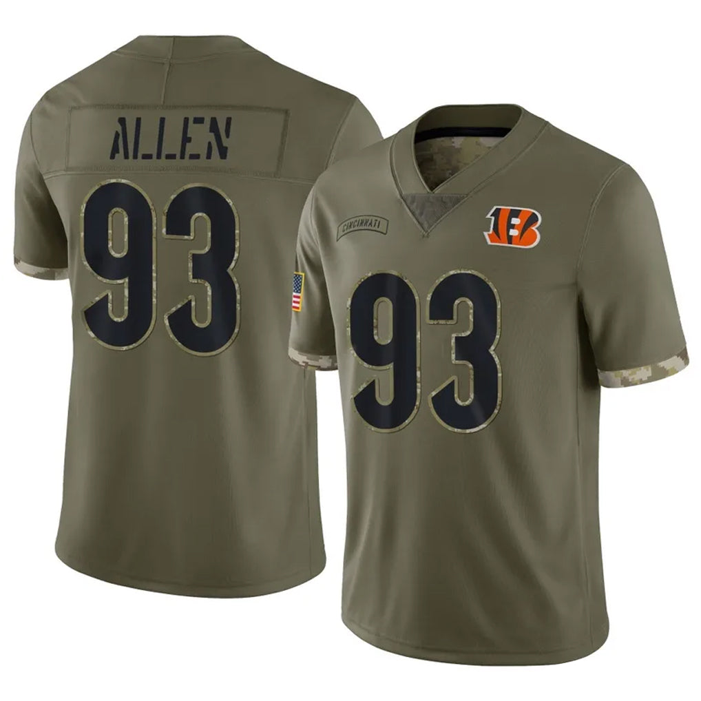 C.Bengals #93 Jonathan Allen Player Olive Salute to Service Limited Game Odoa Stitched Jerseys