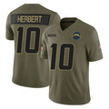 LA.Chargers #10 Justin Herbert Player Olive 2025 Salute To Service Limited Game Odoa Stitched Jerseys
