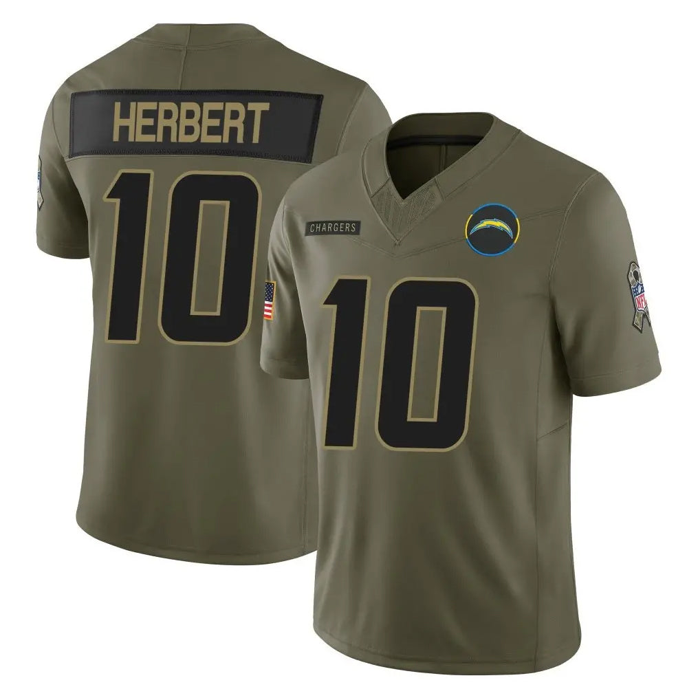 LA.Chargers #10 Justin Herbert Player Olive 2025 Salute To Service Limited Game Odoa Stitched Jerseys