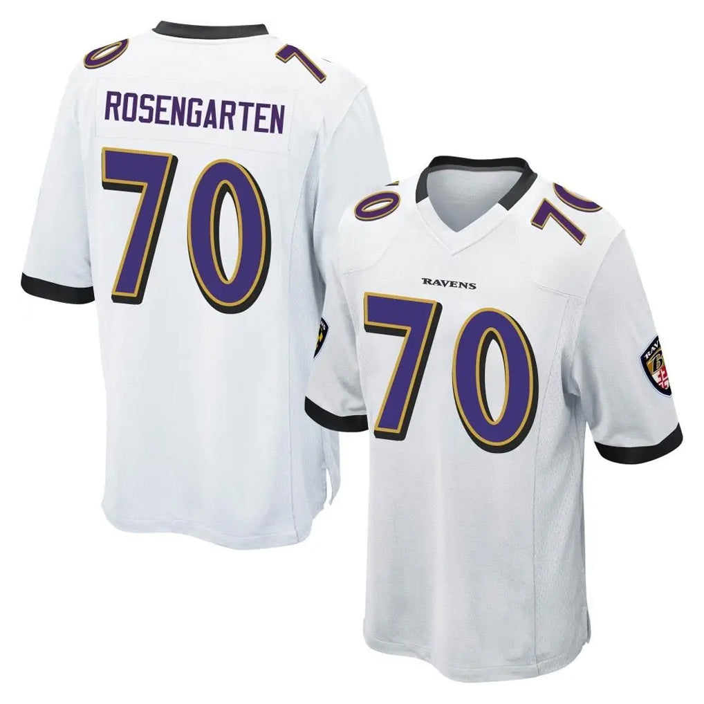B.Ravens #70 Roger Rosengarten Player White Alternate Home Game Odoa Stitched Jerseys