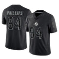 M.Dolphins #94 Jordan Phillips Player Black Reflective Limited Game Odoa Stitched Jerseys